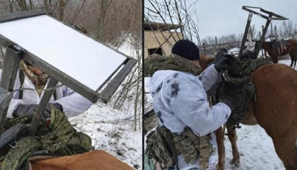 Російські військові причепили Starlink до коня