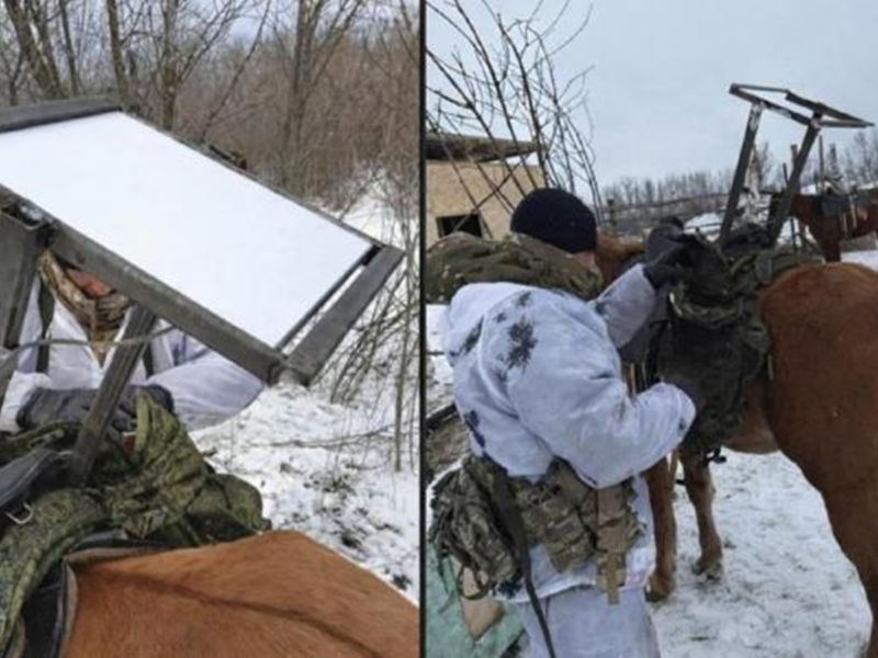 Російські військові причепили Starlink до коня